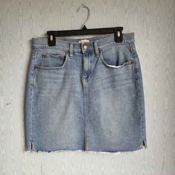 Loft Outlet Womens 6 Denim Blue Jean Knee Length Skirt 5 Pocket Light Wash - Picture 1 of 8